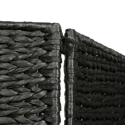Stylish Black 5-Panel Room Divider 193x160cm, Water Hyacinth