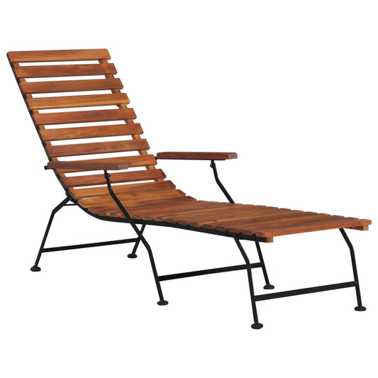 Elegant Outdoor Deck Chair in Solid Acacia Wood Finish
