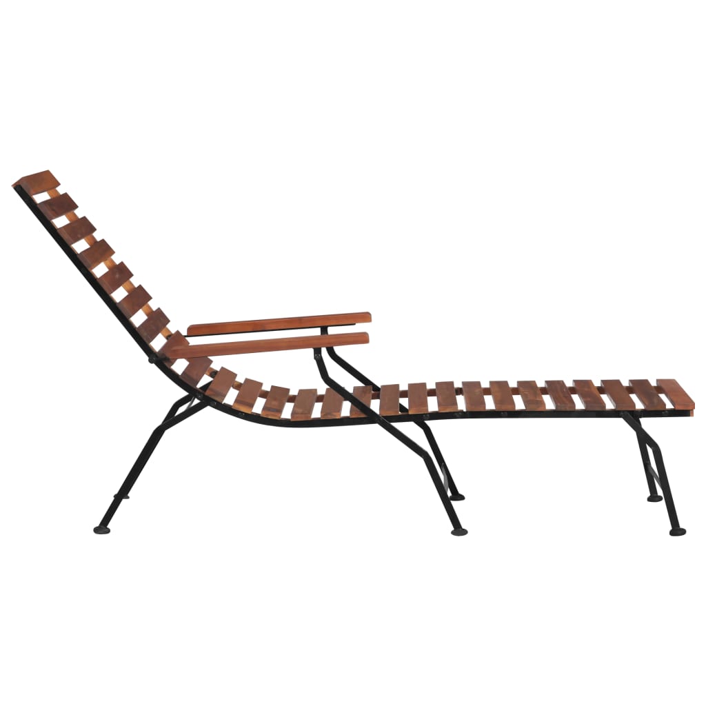 Elegant Outdoor Deck Chair in Solid Acacia Wood Finish