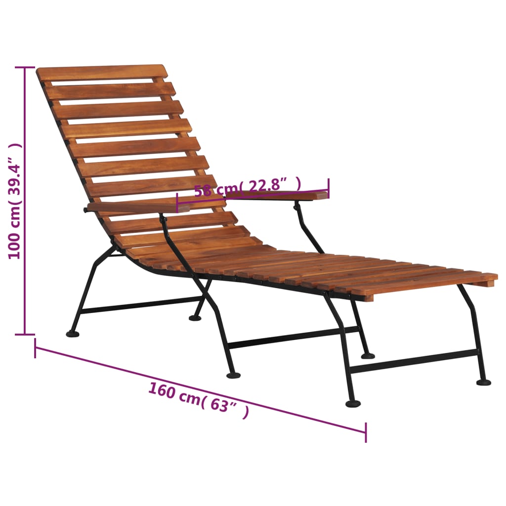 Elegant Outdoor Deck Chair in Solid Acacia Wood Finish