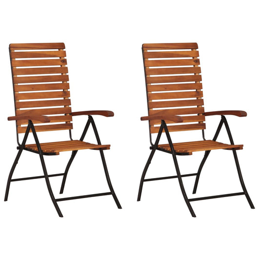 Solid Acacia Wood Reclining Garden Chairs - 2 Piece Set