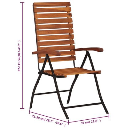 Solid Acacia Wood Reclining Garden Chairs - 2 Piece Set