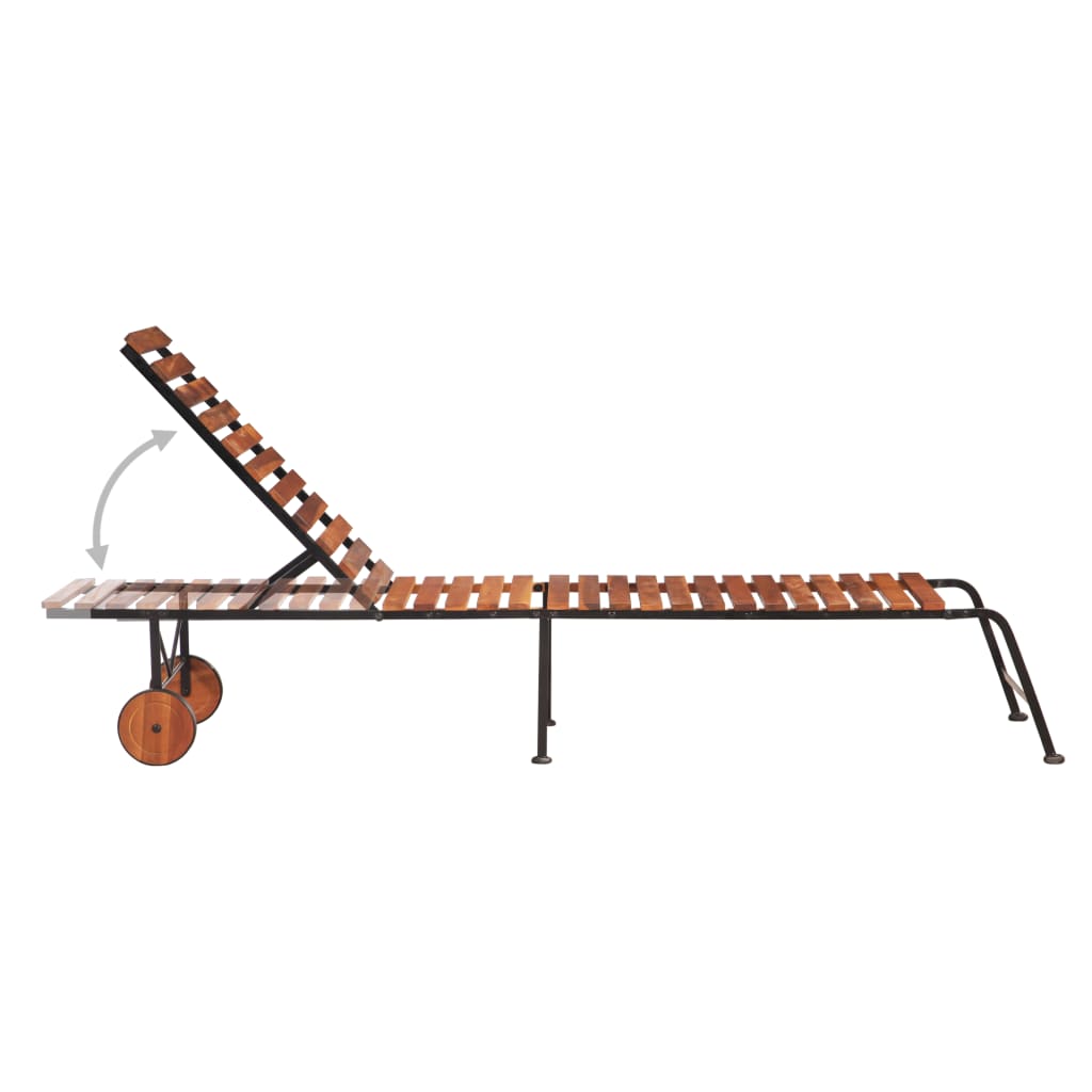 Solid Acacia Wood Sun Lounger with Durable Steel Legs