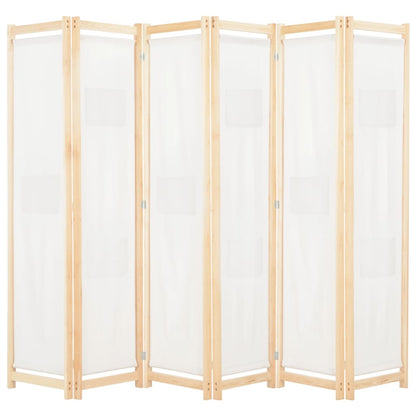 Cream Fabric 6-Panel Room Divider - 240x170x4 cm Privacy Screen