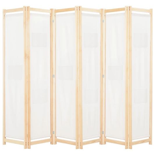 Cream Fabric 6-Panel Room Divider - 240x170x4 cm Privacy Screen