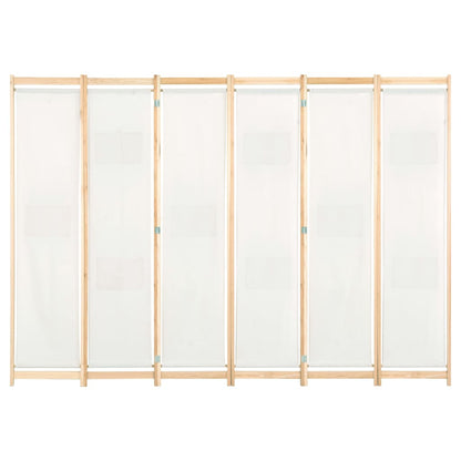 Cream Fabric 6-Panel Room Divider - 240x170x4 cm Privacy Screen