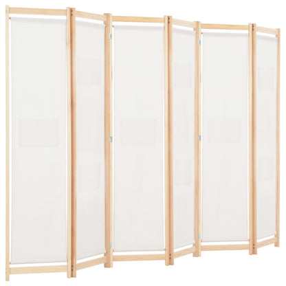 Cream Fabric 6-Panel Room Divider - 240x170x4 cm Privacy Screen