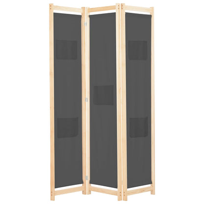 Grey 3-Panel Fabric Room Divider - 120x170x4 cm