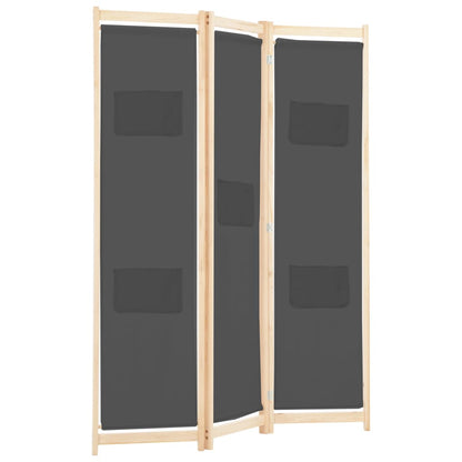 Grey 3-Panel Fabric Room Divider - 120x170x4 cm