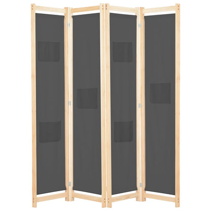 Grey Fabric 4-Panel Room Divider, 160x170x4 cm - Stylish Privacy Solution