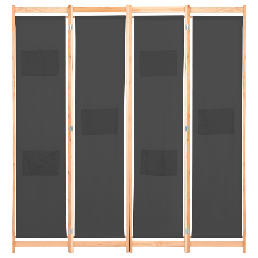 Grey Fabric 4-Panel Room Divider, 160x170x4 cm - Stylish Privacy Solution