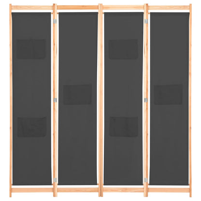 Grey Fabric 4-Panel Room Divider, 160x170x4 cm - Stylish Privacy Solution