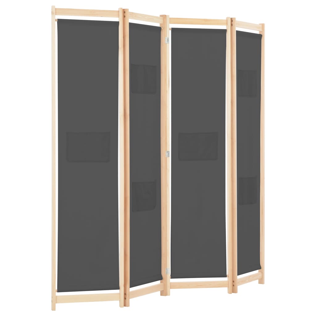 Grey Fabric 4-Panel Room Divider, 160x170x4 cm - Stylish Privacy Solution