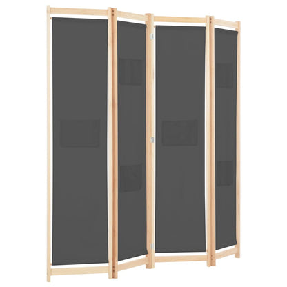 Grey Fabric 4-Panel Room Divider, 160x170x4 cm - Stylish Privacy Solution