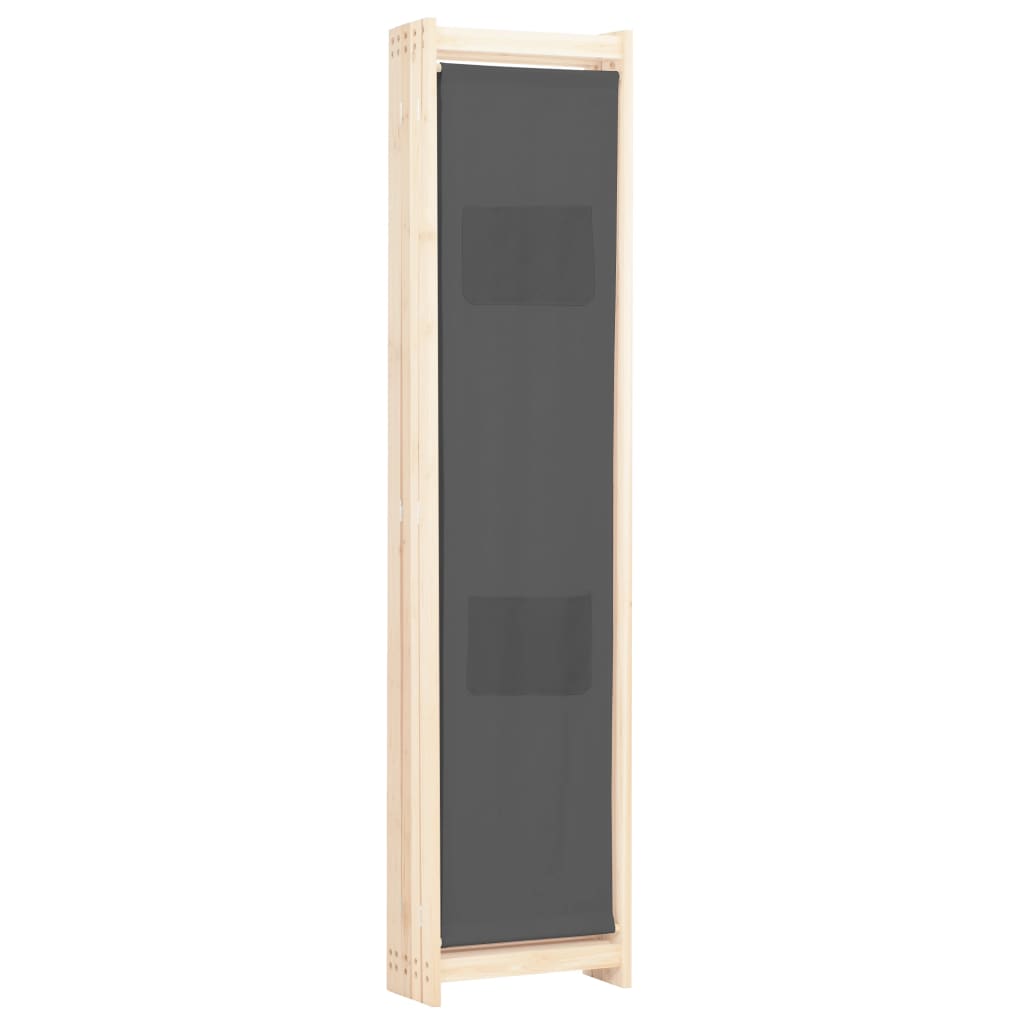 Elegant Grey 5-Panel Fabric Room Divider - 200x170 cm
