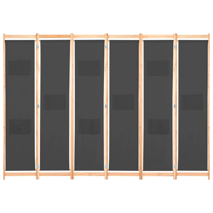 Stylish Grey Fabric 6-Panel Room Divider - 240x170 cm