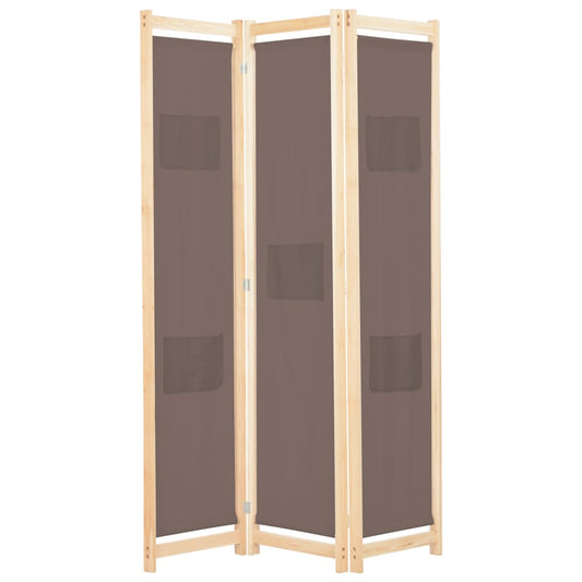 Elegant Brown Fabric Room Divider, 3-Panel 120x170 cm