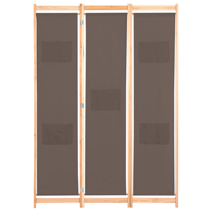 Elegant Brown Fabric Room Divider, 3-Panel 120x170 cm