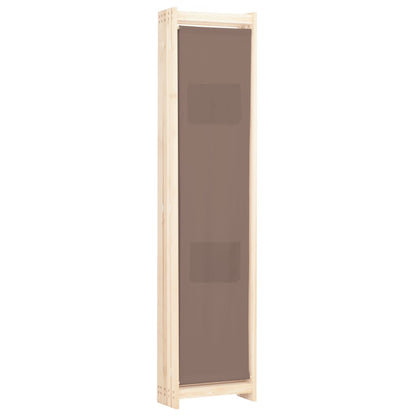 Foldable 5-Panel Brown Fabric Room Divider - 200x170x4 cm