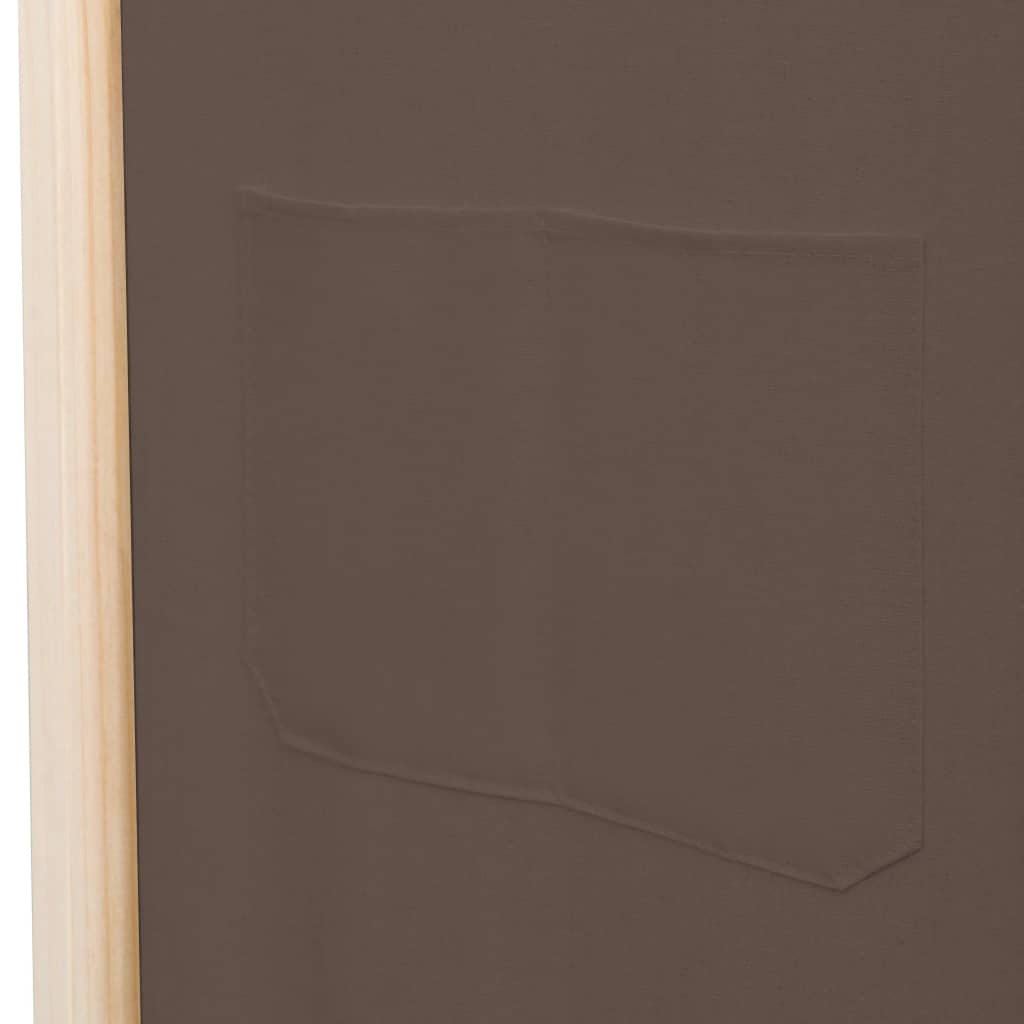 Foldable 5-Panel Brown Fabric Room Divider - 200x170x4 cm