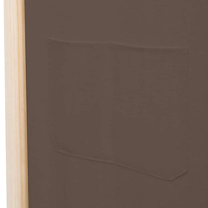 Foldable 5-Panel Brown Fabric Room Divider - 200x170x4 cm