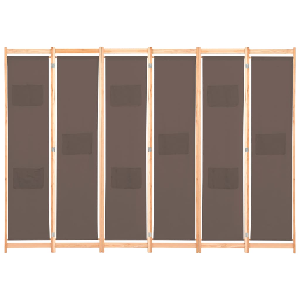 Brown Fabric 6-Panel Room Divider, 240x170x4 cm – Stylish Privacy Screen