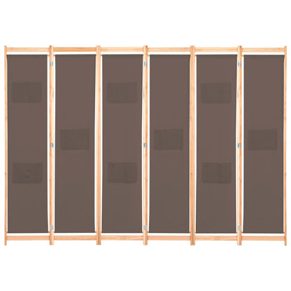 Brown Fabric 6-Panel Room Divider, 240x170x4 cm – Stylish Privacy Screen