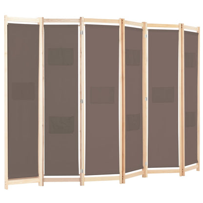 Brown Fabric 6-Panel Room Divider, 240x170x4 cm – Stylish Privacy Screen