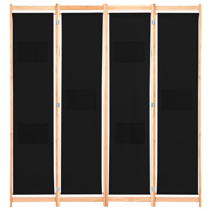 Black Fabric 4-Panel Room Divider, 160x170x4 cm - Stylish & Functional