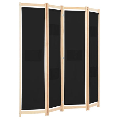 Black Fabric 4-Panel Room Divider, 160x170x4 cm - Stylish & Functional