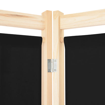 Elegant Black Fabric 6-Panel Room Divider, 240x170x4 cm