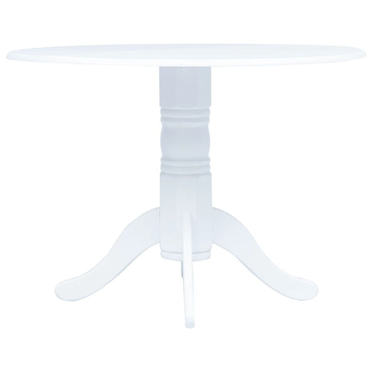 Elegant 106cm White Dining Table in Solid Rubber Wood