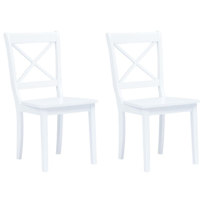 Dining Chairs 2 pcs White Solid Rubber Wood