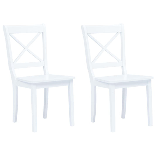 Dining Chairs 2 pcs White Solid Rubber Wood