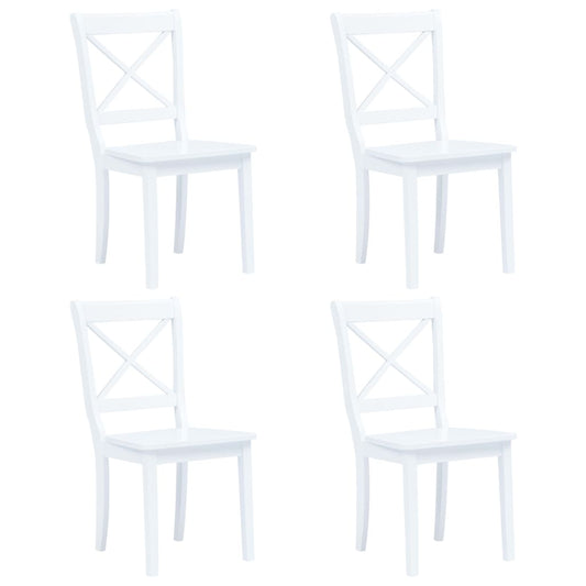 Dining Chairs 4 pcs White Solid Rubber Wood