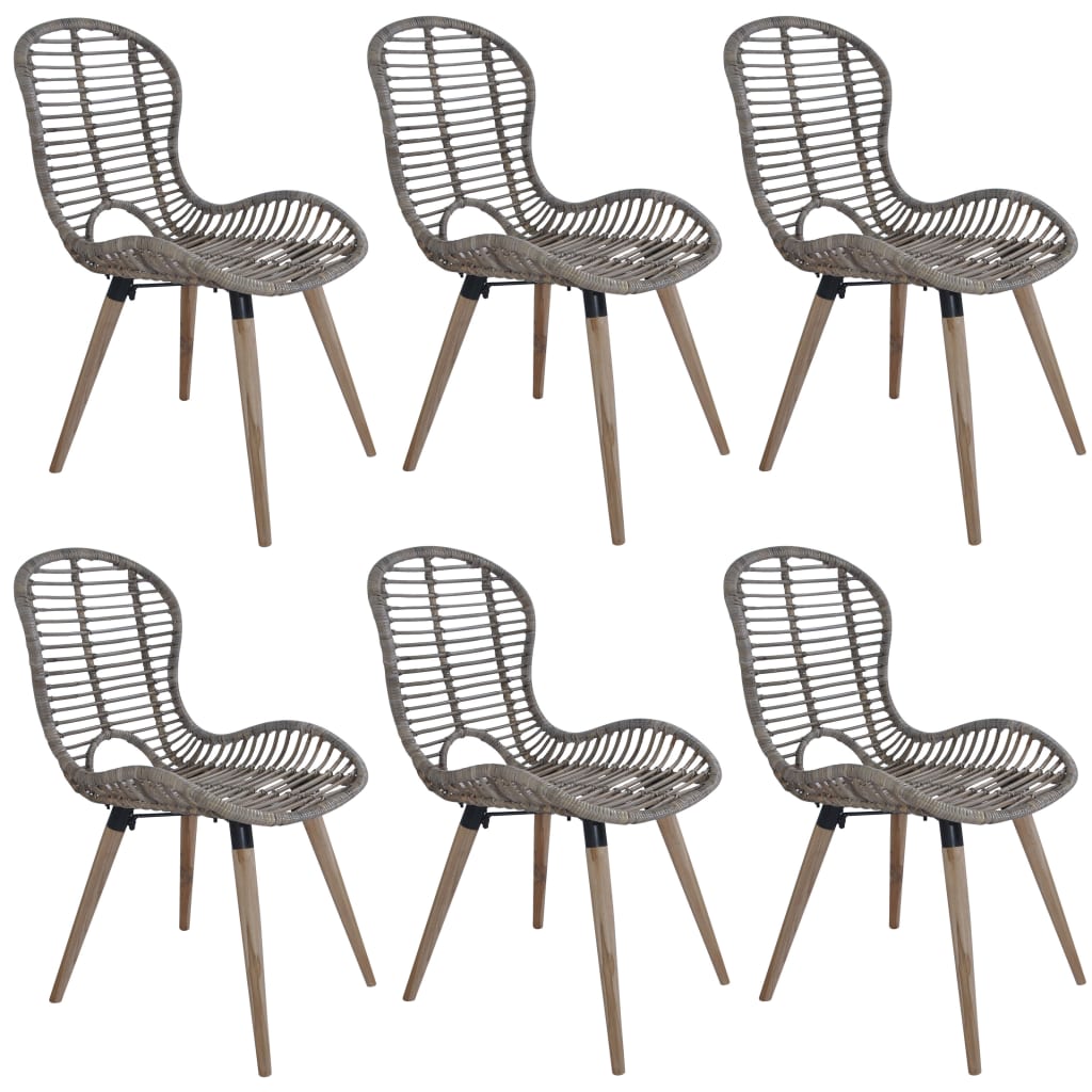 Set of 6 Natural Rattan Dining Chairs - Elegant & Sturdy