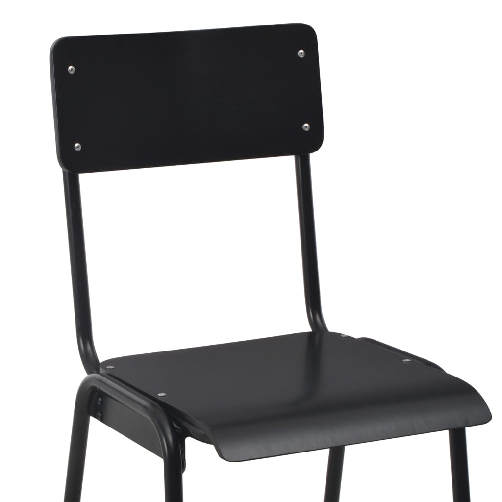 Black Bar Chairs Set of 2 - Solid Plywood & Steel Design