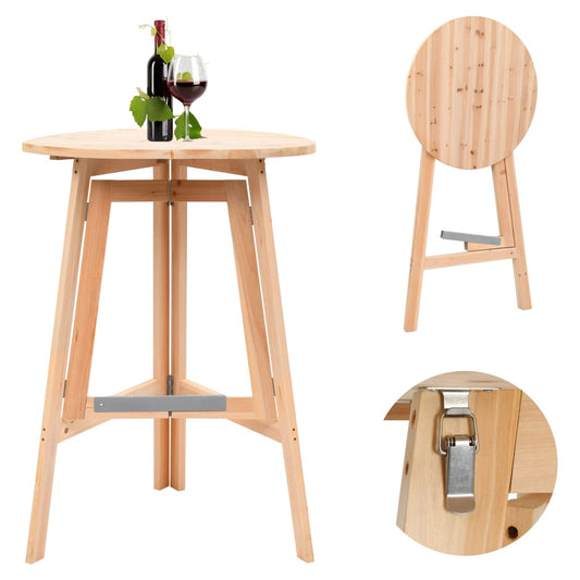 Compact Fir Wood Foldable Bar Table - 78 cm