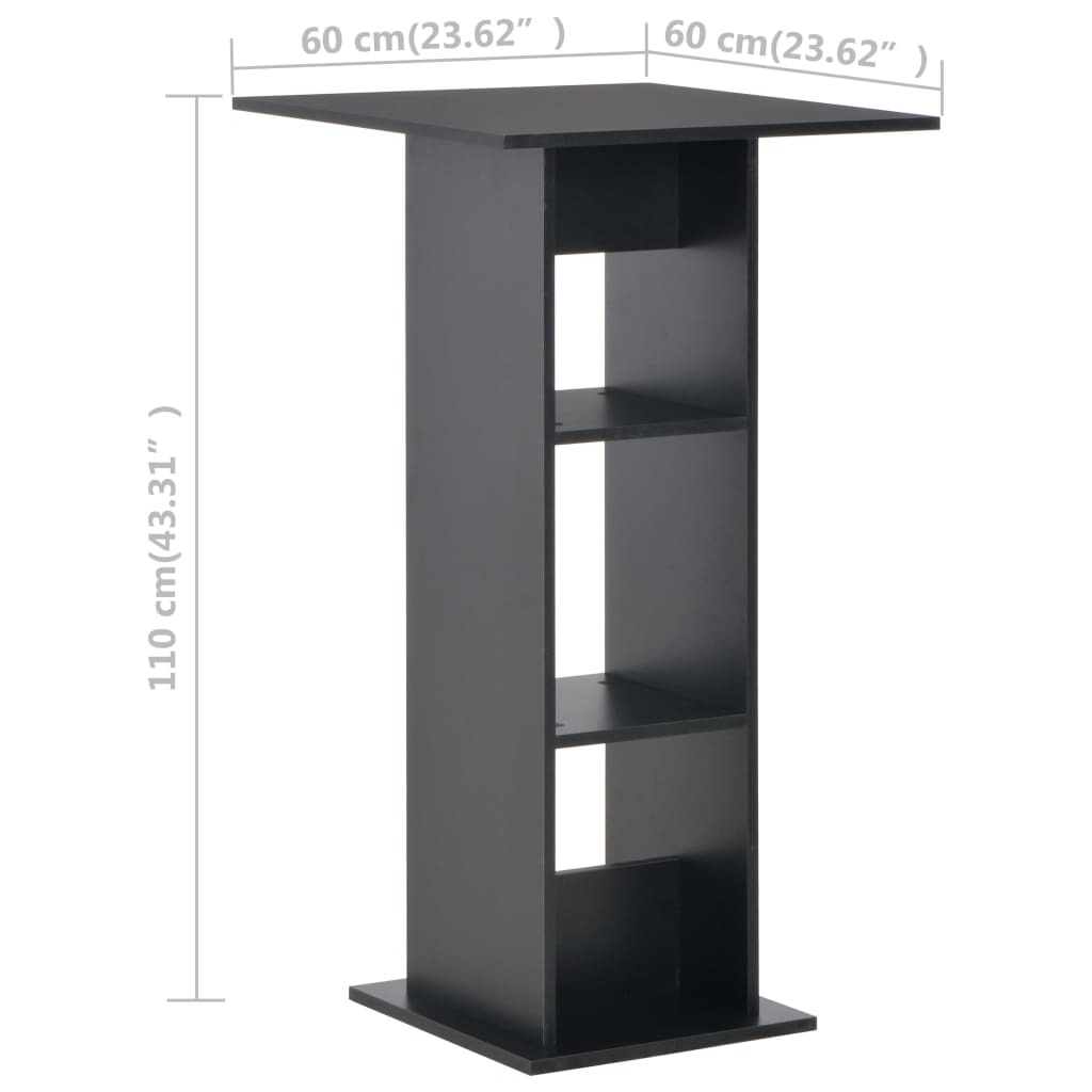 Sleek Black Bar Table 60x60x110 cm - Elegant and Durable Design