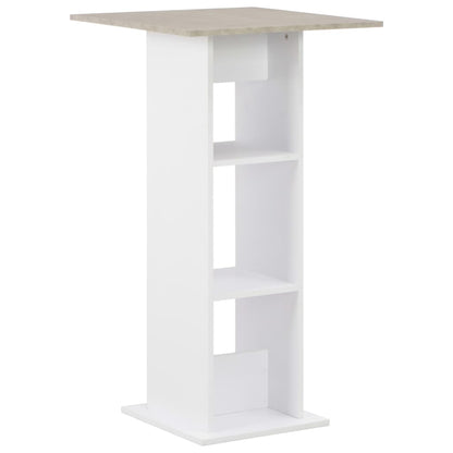 White & Concrete Bar Table - Sleek 60x60x110 cm Design
