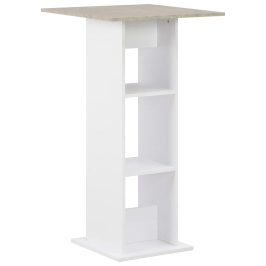 White & Concrete Bar Table - Sleek 60x60x110 cm Design