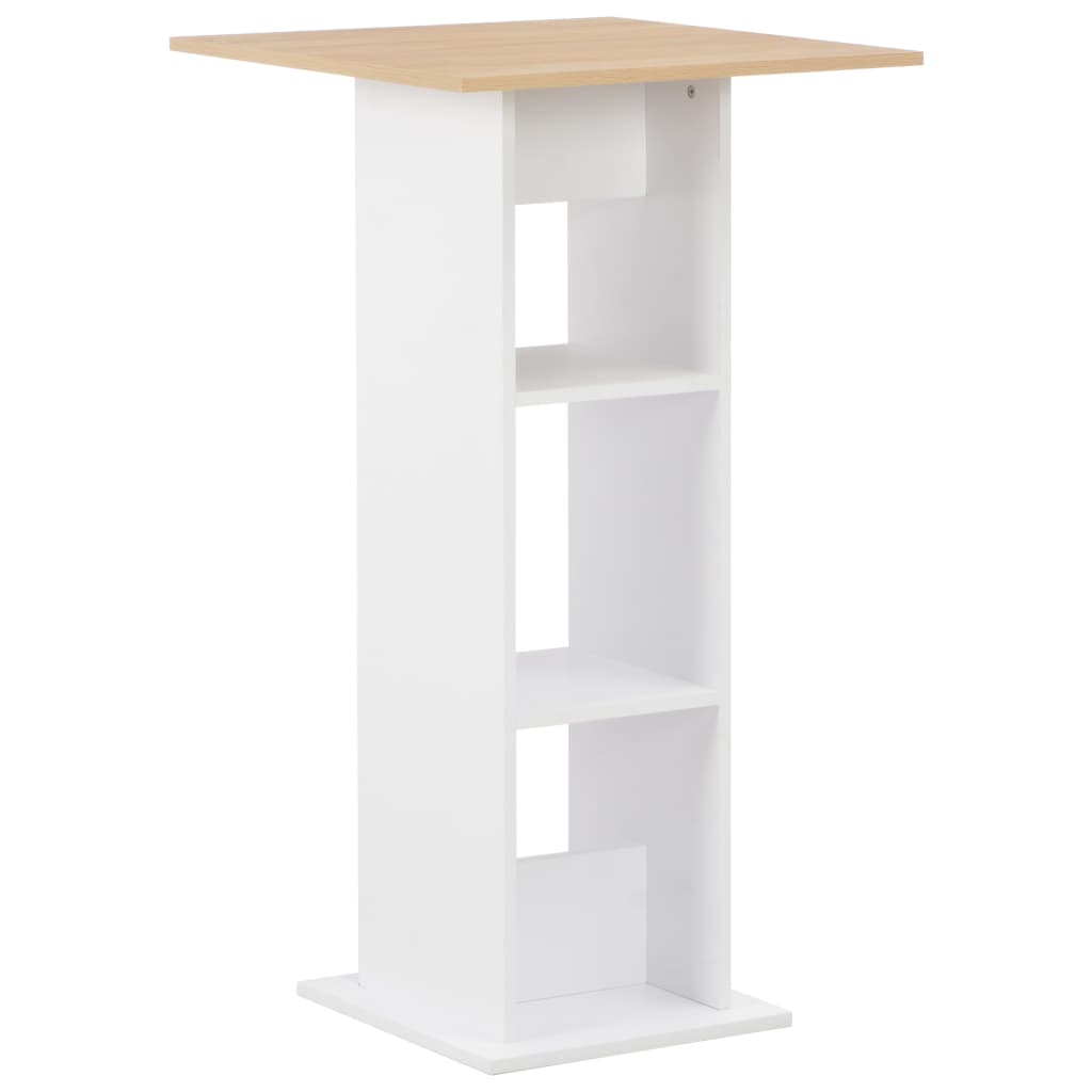 Bar Table in White & Sonoma Oak, 60x60x110 cm, Elegant Design