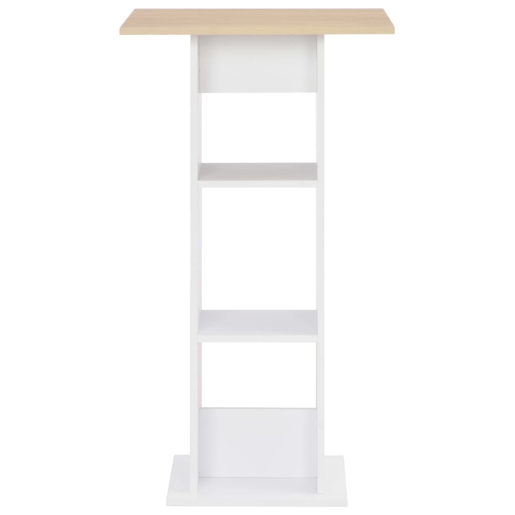 Bar Table in White & Sonoma Oak, 60x60x110 cm, Elegant Design