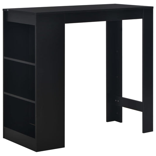 Black Bar Table with Shelf - Sleek Metal Design, 110x50x103 cm