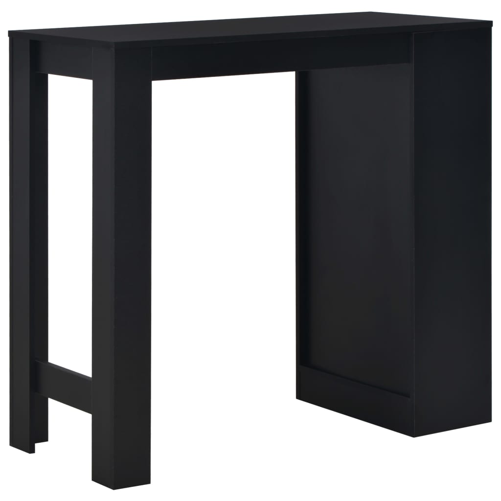 Black Bar Table with Shelf - Sleek Metal Design, 110x50x103 cm