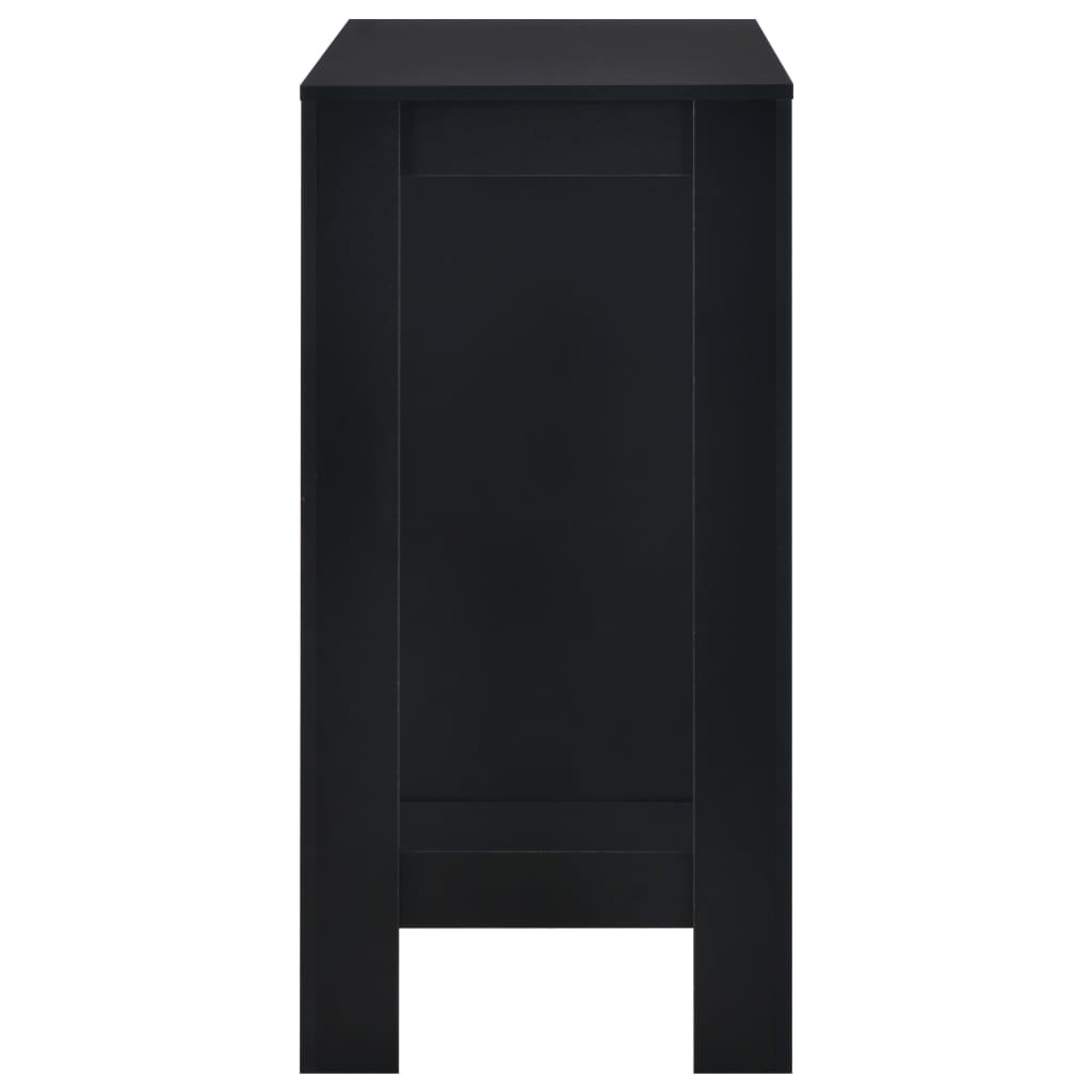 Black Bar Table with Shelf - Sleek Metal Design, 110x50x103 cm
