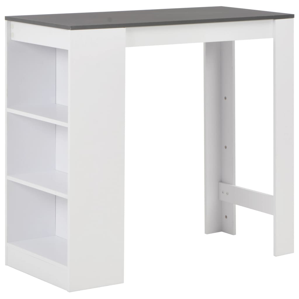 Modern White Bar Table with Shelf, 110x50x103 cm, Sleek Design