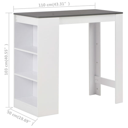 Modern White Bar Table with Shelf, 110x50x103 cm, Sleek Design