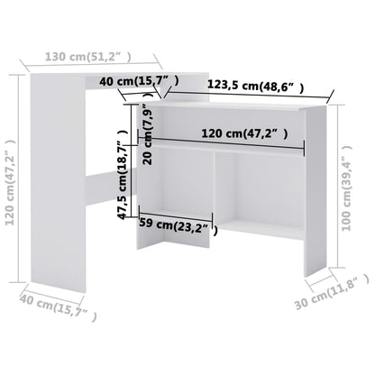 White Bar Table with Dual Tops - 130x40x120 cm, Sleek & Stylish