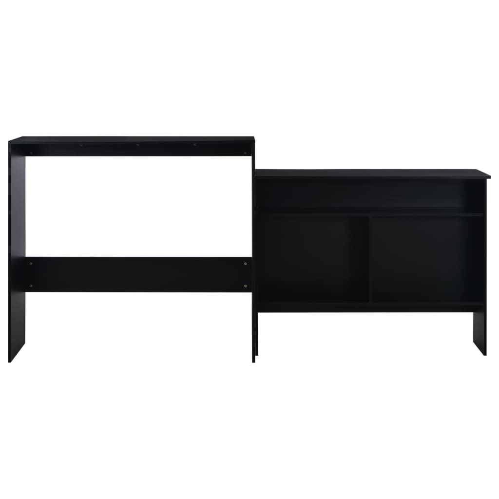 Sleek Black Bar Table with Dual Tops 130x40x120 cm